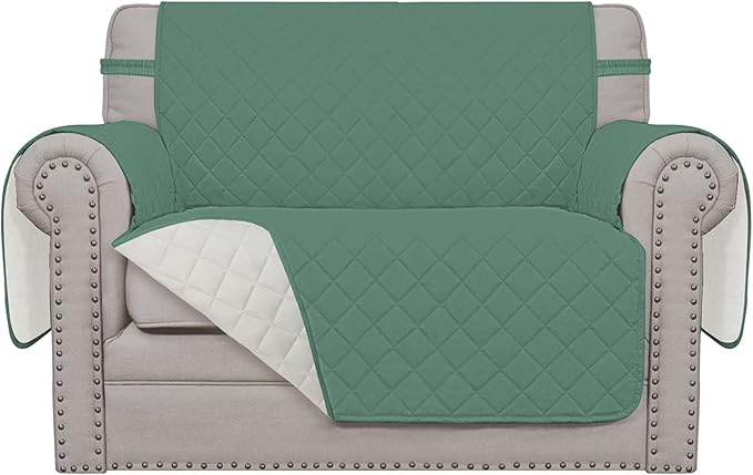 Easy-Going Oversized Chair Sofa Slipcover Reversible Sofa Cover Water Resistant Couch Cover Furniture Protector Cover with Elastic Straps for Pets Dog (Oversized Chair, Cyan/Ivory) | Machine Washable Slipcover For Dogs, Water Resistant Furniture Mat Fo...