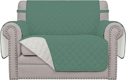 Easy-Going Oversized Chair Sofa Slipcover Reversible Sofa Cover Water Resistant Couch Cover Furniture Protector Cover with Elastic Straps for Pets Dog (Oversized Chair, Cyan/Ivory) | Machine Washable Slipcover For Dogs, Water Resistant Furniture Mat Fo...