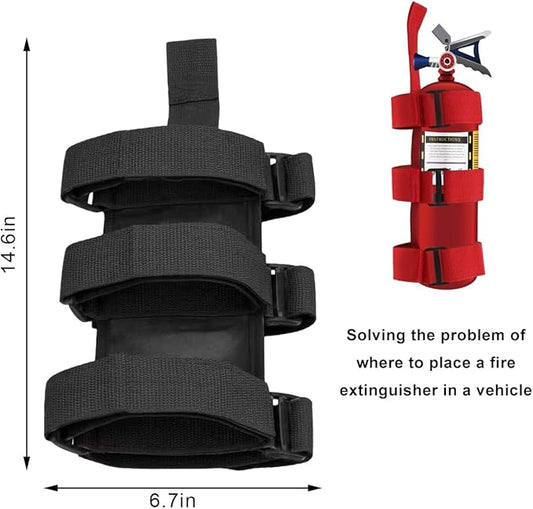 Ohleats Roll Bar Fire Extinguisher Holder, Adjustable Fire Extinguisher Mount Strap with American Flag Pattern, Car Accessories Fixed Belt for Wrangler JK JKU TJ CJ (No Pattern, Black, 2 PCS)
