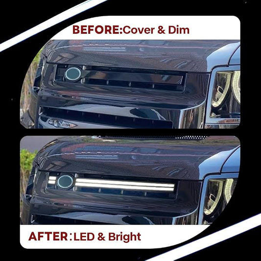 LED Grille Lights for 2020-2025 Land Rover Defender 90 110 130 Front Grill Trim Strips Light with Start Up Animation DRL Lighting Replacement Accessories (White)