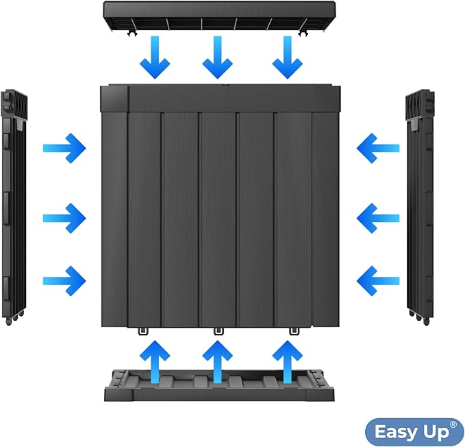 EasyUp 51 Gallon Outdoor Storage Box, Outdoor Deck Boxes for Garden Tools Equipment,Cushions and Patio Storage,Lockable and Resin,Easy to Install(Black)