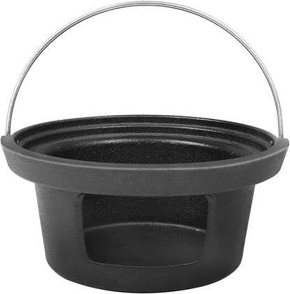 Cast Iron Ash Can with Handle for Kamado Joe Junior Grill, High Temperature Resistance Heavy Cast Iron Charcoal Ash Collector for Kamado Joe JR Accessories