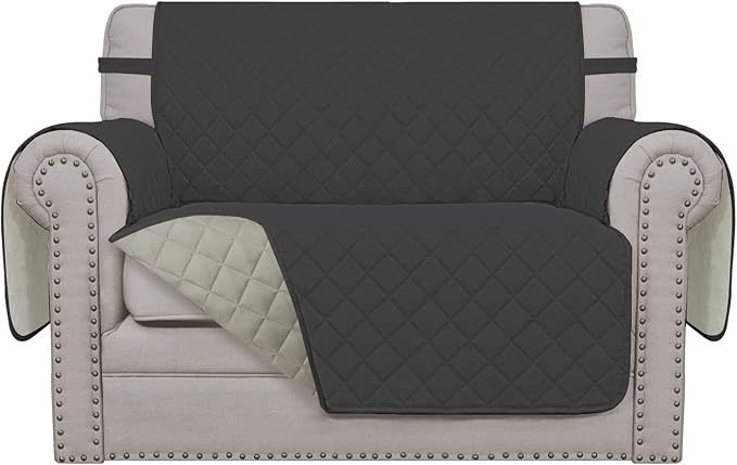 Easy-Going Reversible Couch Cover, Oversized Chair, Darkgray/Beige | Machine Washable Slipcover For Dogs, Water Resistant Furniture Mat For Living Room, Non-Slip Sofa Cover, Pet Friendly