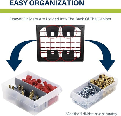 Akro-Mils 44-Drawer Plastic Drawer Storage Cabinet for Garage Organization, Bead Organizer, Building Bricks Storage, Teacher Toolbox, Makeup Organizer, 20" W x 6" D x 16" H, 10144 Black (Pack of 2)