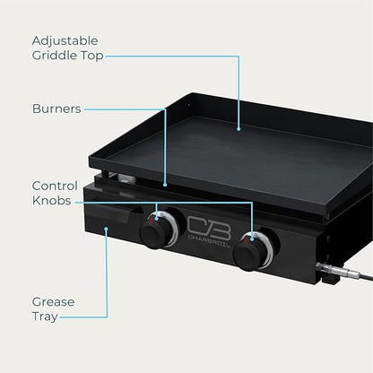 Charbroil 22" Performance Series Portable Tabletop 2 Burner Propane Gas Griddle, Black - 463614224