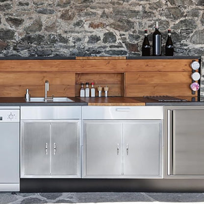 Outdoor Kitchen Doors 31W x 24H Inch, 304 Stainless Steel Access Doors, Double Wall Construction Vertical BBQ Doors for BBQ Island, Grilling Station, Outdoor Cabinet