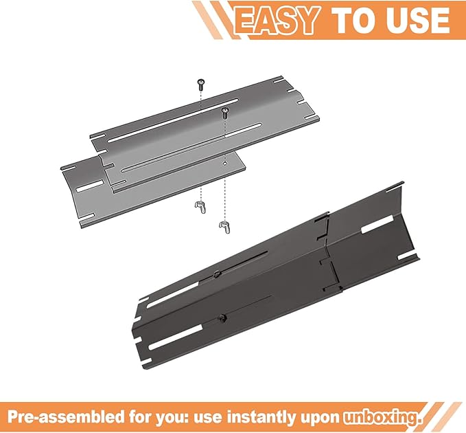 KEESHA 11.75" to 21" Adjustable Porcelain Steel Heat Plate Shield, Flavorizer Bar, Burner Cover, Flame Tamer for Gas Grill, Grill Replacement Parts, 4 Packs