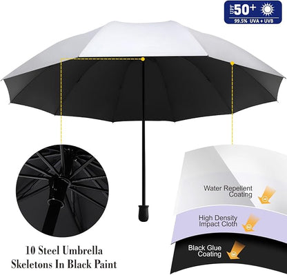 UPF 50+ Beach Umbrella with Adjustable Universal Clamp