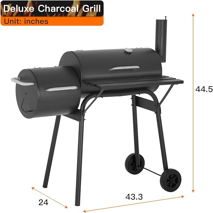 Charcoal Grills,BBQ Grill,Portable Charcoal Grill,Braised Roast Patio Grill,Grills Outdoor Cooking,Offset Smoker Grill with Thermometer,Outdoor Grills for 6-10 People,Backyard,Patio Parties