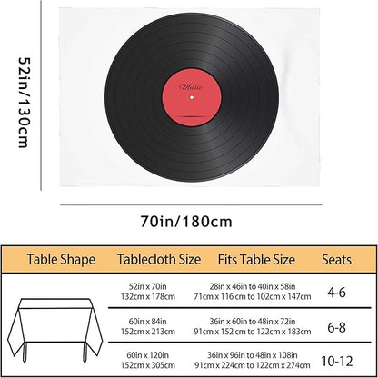 TKS MITLAN Vinyl Record Tablecloth 52 x 70 Inch Rectangular Music Disk Modern Classic Oblong Table Cloth Kitchen Table Decorations for Home Dinner Party