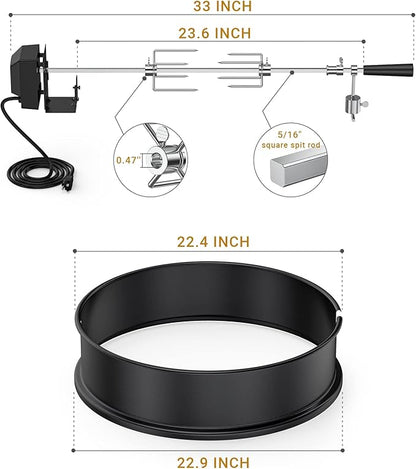 onlyfire Rotisserie Ring Kit for Weber 22-1/2-Inch Charcoal Kettle Grill and Other Similar Models