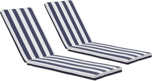 Only choice 2 Pcs Set Outdoor Lounge Chair Cushions Patio Chaise Lounge Replacement Cushions Furniture Seat Cushions (Blue+White Stripes-2 pcs)