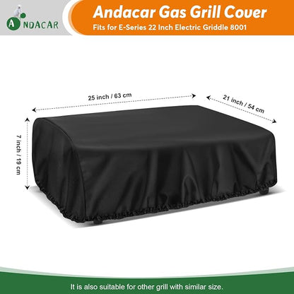 Grill Cover for Blackstone E-Series 22 Inch Electric Griddle 8001 | Waterproof Table Top BBQ Grill Cover for 22-Inch Blackstone, Heavy Duty Tabletop Griddle Accessories - 25" L×21" W×7" H