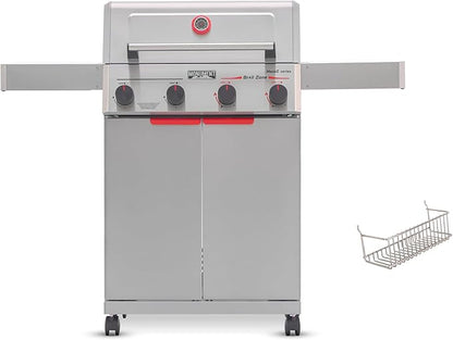 Monument Grills 4 Burner Stainless Steel Mesa 2 Propane Gas Grill, Assembles in 30 Mins, 525 sq.in, 37,000 BTU, Broil Zone, Foldable Side Shelves, Built in Thermometer, with Storage Basket