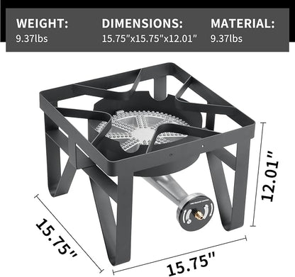 SKOK 200,000 BTUs High Pressure Single Burner Propane Camping Stove - Portable Outdoor Stove for Outdoor Cooking, Backyard, Picnic
