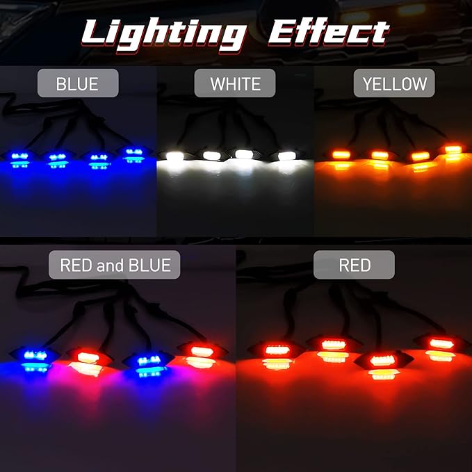 LED Grill Lights For Toyota RAV4 2019 2020 2021 2022 Front Grille Smoked Shell Blue Light 4 Pcs