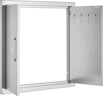 VEVOR BBQ Access Door 24W x 24H Inch, Grill Door Double Door Brushed Stainless Steel, Outdoor Kitchen Doors for BBQ Island Grilling Station