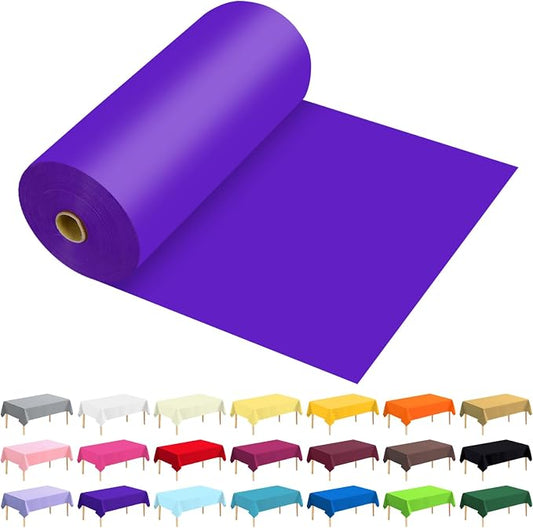 54 Inch X 300 Feet Plastic Table Cover Roll Premium Disposable Plastic Tablecloth for All Type/Shape Tables | Picnic, Party, Banquet, Birthdays, Weddings (Purple, 54 Inch X 300 Feet)