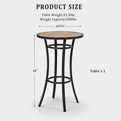 Bar Height Patio Table, 40-Inch Tall Patio Table Outdoor Bar Table Bistro Table with Wooden-Like Table Top & Metal Frame, Spring, 2026