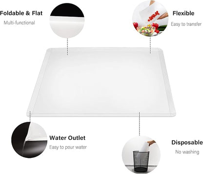 ZVP Disposable Cutting Boards 60 Count, Collapsible Cutting Board Sheet with Built-in Crease, Flexible Plastic Cutting Mat for Kitchen and Commercial Use, 17 x 12 In White