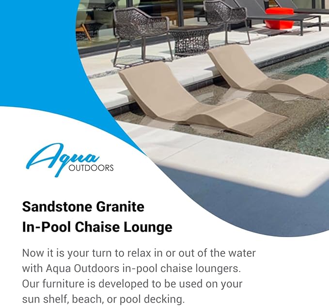 Aqua Outdoors - in-Pool Chaise Lounger - Inside Pool & Sun Shelf Lounge Chair - Designed for Water Depths Up to 9” - Compatible with All Types - Poolside & Sun Deck Tanning - Sandstone Granite