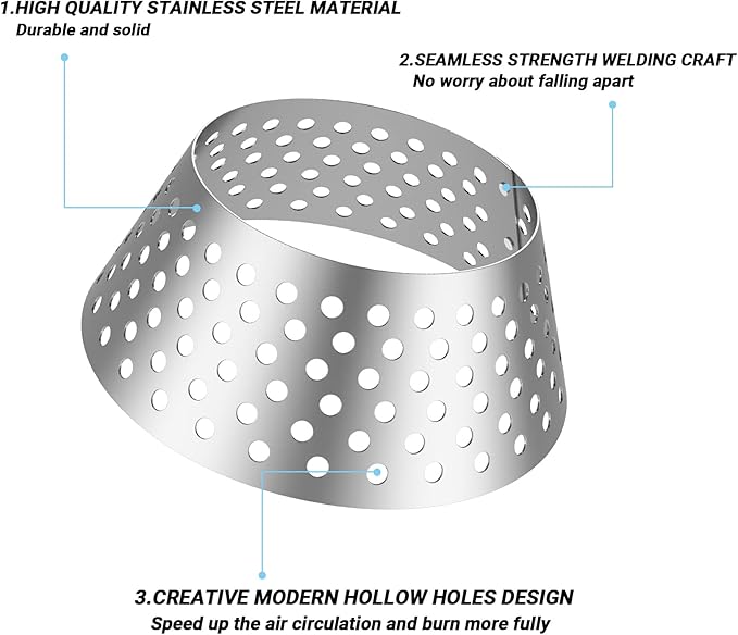 Skyflame BBQ Stainless Steel Charcoal Basket, Briquet Holder Kettle Grill Accessories Compatible with Weber Kettle 22 26.75 WSM XL Big Green Egg/Kamado - Updated Hollow Holes Design