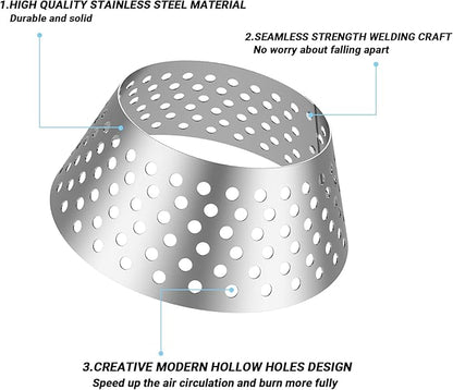 Skyflame BBQ Stainless Steel Charcoal Basket, Briquet Holder Kettle Grill Accessories Compatible with Weber Kettle 22 26.75 WSM XL Big Green Egg/Kamado - Updated Hollow Holes Design