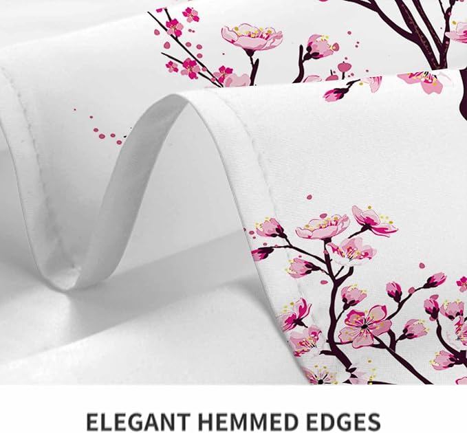 TKS MITLAN Cherry Japanese Tablecloth Decor Branch Flower Bud Twig Foliage Bloom Tree Table Cloth Dining Room Kitchen Table Cover 60" X 84" Oblong/Rectangle