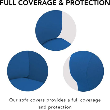 PureFit Stretch Couch Covers for Sofa Large Sofa Slipcovers Classic Blue | 1-Piece Sofa Cover Washable Soft Couch Protector, Couch Slipcover with Non Skid Foam and Elastic Bottom for Kids, Dogs