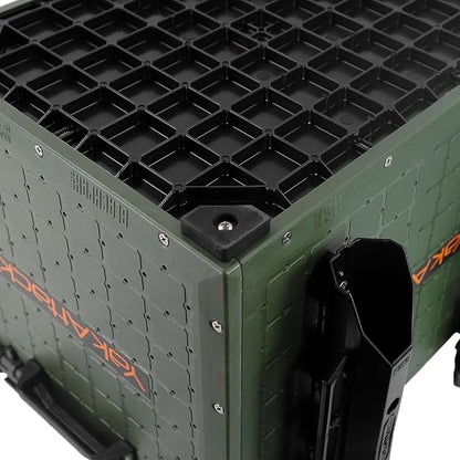 YakAttack BlackPak Pro Kayak Fishing Crate - Ranger Green | 13" x 16" Riggable Kayak Gear Storage System with Hinged Lid, GridLoc Mount Panels & 4 TetherTube Rod Holders | Lightweight Tankwell Crate