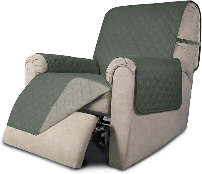 Easy-Going Reversible Couch Cover, Recliner 19 in, Greyish Green/Beige | Machine Washable Slipcover For Dogs, Water Resistant Furniture Mat For Living Room, Non-Slip Sofa Cover, Pet Friendly