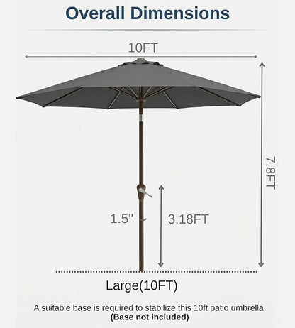 10FT Patio Umbrella, Outdoor Umbrella with Push Button Tilt and Crank, 8 Sturdy Ribs, UV Protection & Waterproof Market Umbrella for Pool, Backyard, Beach,Deck