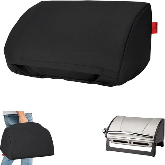 22 Inch Walk-with Portable Tabletop Grill Cover with Overlapping Opening for Carry Without Removing, Waterproof 600D Portable BBQ Grill Cover for Cuisinart CGG-059/CGG-059A Gas Grill