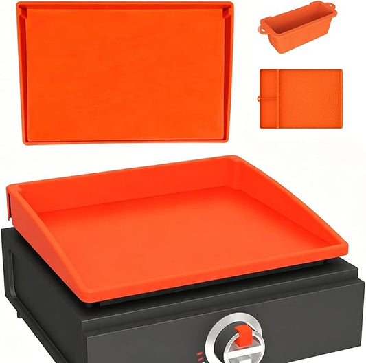 Full-Edge 17" Silicone Griddle Cover, with 16" Silicone Spatula Mat and Grease Cup Liners, Compatible with Blackstone Griddle, Perfect All-Season Outdoor Protection Combination