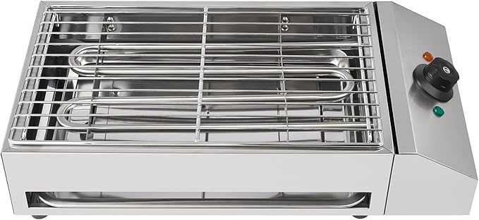 Countertop Electric BBQ Grill, 1800W Commercial Electric BBQ Grill Outdoor with Adjustable Temperature Range Practical Tray and Portable Commercial Non-Stick Barbecue Griddle Rack for Domestic Party