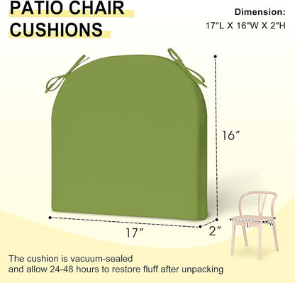 downluxe Outdoor Chair Cushions Set of 4 for Patio Furniture, Water-Resistant Patio Chair Cushions with Ties, High Density Foam Outdoor Seat Cushion, 17" X 16" X 2", Sage Green