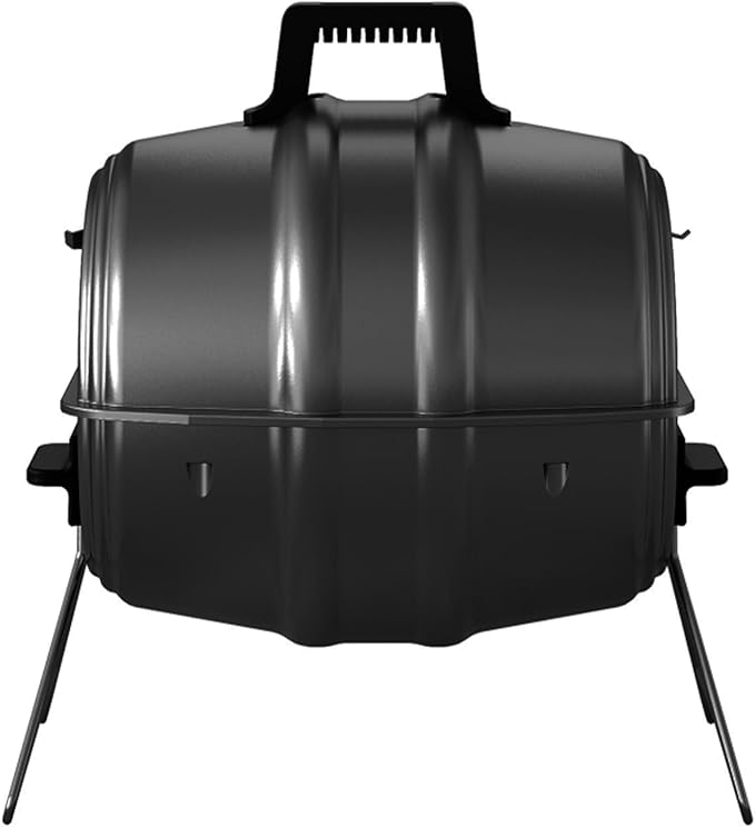Americana Grills Keg A Que Charcoal BBQ Grill, Portable Outdoor Barbecue with Durable Powder Coated Hood and Bowl, 186 Square Inch Cooking Area, Black