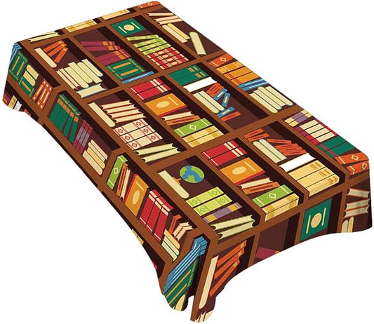 TKS MITLAN Book Shelf Tablecloth Decor Retro Bookshelf Literature Books Table Cloth Dining Room Kitchen Table Cover 60" X 84" Oblong/Rectangle