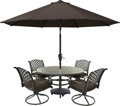 MASTERCANOPY 9ft Patio Umbrella with Tilt & Crank, Brown | 8 sturdy ribs;UV/water resistant;Vent;easy setup;for garden/deck/backyard/pool