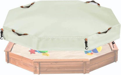 NGB Octagonal Sandbox Cover, 600D Waterproof Oxford Cloth Sandbox Protector with High-Efficiency Windproof Hooks 4, Easy-to-Find Reflective Handles and Fixed Elastic Drawstring (Beige, 85"x78"x9")