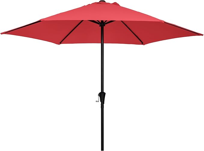 Sunnyglade 9FT Outdoor Patio Umbrella, Market & Table Umbrella with 6 Sturdy Ribs and Crank System, Fade-resistant & Waterproof for Garden Backyard Poolside Deck