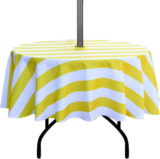 EHouseHome Outdoor and Indoor 70inch Round Tablecloth with Umbrella Hole and Zipper, Waterproof Zippered Patio Cloths, Spring/Summer Table Covers for Backyard Circular Table/BBQs/Picnic