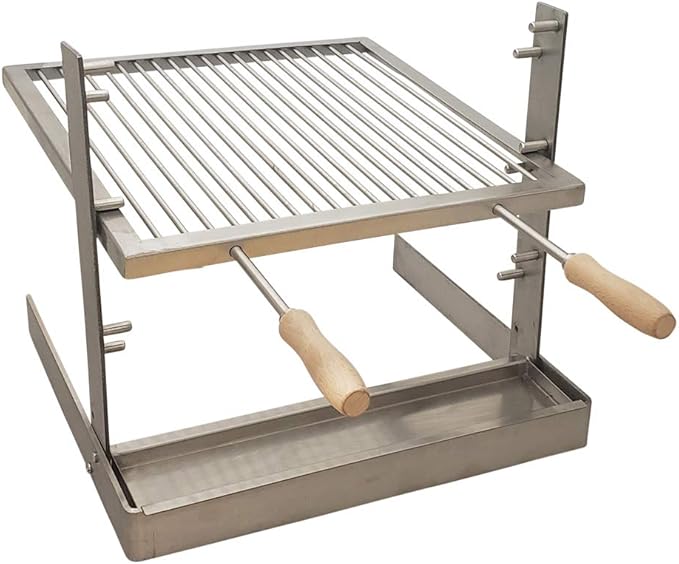 SpitJack Portable Camping Grill. Cook Over a Fireplace or Campfire with an All SS Argentine Santa Maria Cooking Grate and Drip Pan. 18 X 17 Inch Grill