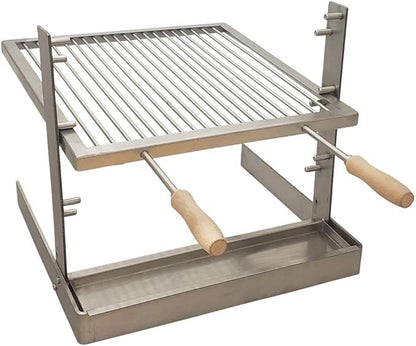 SpitJack Portable Camping Grill. Cook Over a Fireplace or Campfire with an All SS Argentine Santa Maria Cooking Grate and Drip Pan. 18 X 17 Inch Grill