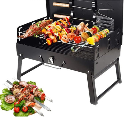 Portable Charcoal Grill for Camping BBQ Grills, Outdoor Barbecue Grill Folding Box Self-Service BBQ, Lightweight and Easy Clean,AsShow-D