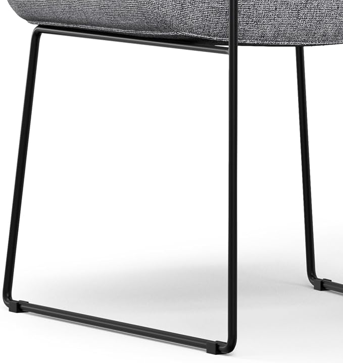 SIMPLIHOME Hayley Vegan Leather Dining Chairs in Cream (Set of 2) | Modern minimalist dining chairs with a metal sled base and a cushioned seat; kitchen or side chairs.