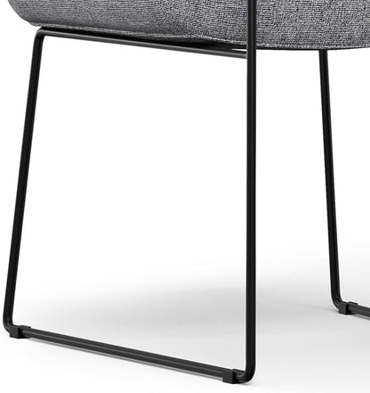 SIMPLIHOME Hayley Vegan Leather Dining Chairs in Cream (Set of 2) | Modern minimalist dining chairs with a metal sled base and a cushioned seat; kitchen or side chairs.