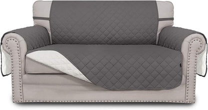 Easy-Going Reversible Couch Cover, 2 Cushion Sofa, Loveseat, Gray/Ivory | Machine Washable Slipcover For Dogs, Water Resistant Furniture Mat For Living Room, Non-Slip Sofa Cover, Pet Friendly