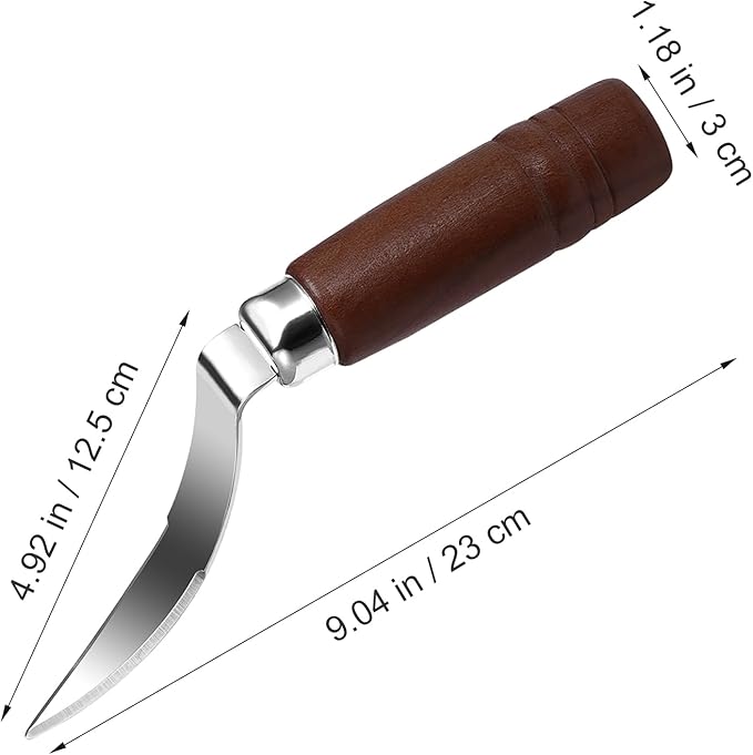 DOITOOL Coconut Meat Removal Tool Stainless Steel Fresh Coconut Scraper Knife with Ergonomic Wood Handle for Raw Shell Extraction and Manual Opener