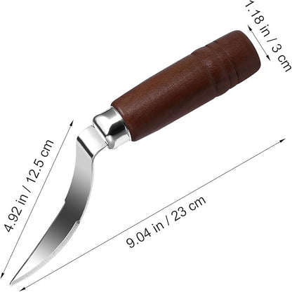 DOITOOL Coconut Meat Removal Tool Stainless Steel Fresh Coconut Scraper Knife with Ergonomic Wood Handle for Raw Shell Extraction and Manual Opener